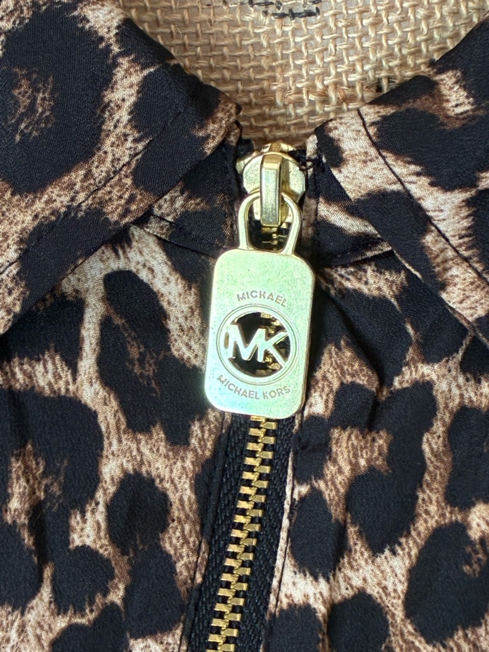 Michael Kors Leopard Animal Print Zipper blouse top jacket Plus Size 3X New - Picture 3 of 16